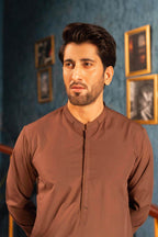 Dark Brown Blended Kameez Shalwar by Al Deebaj, photo 3