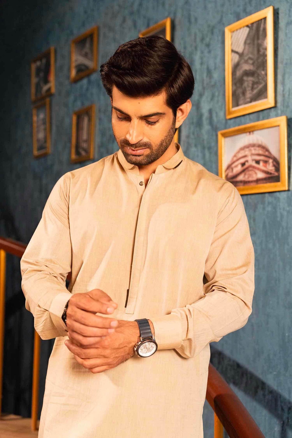 Fawn Shamray Kameez Shalwar by Al Deebaj, photo 4