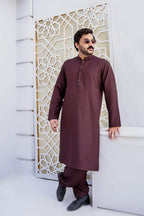 Brown Self Kurta Shalwar by Al Deebaj, photo 2