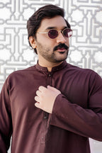 Brown Self Kurta Shalwar by Al Deebaj