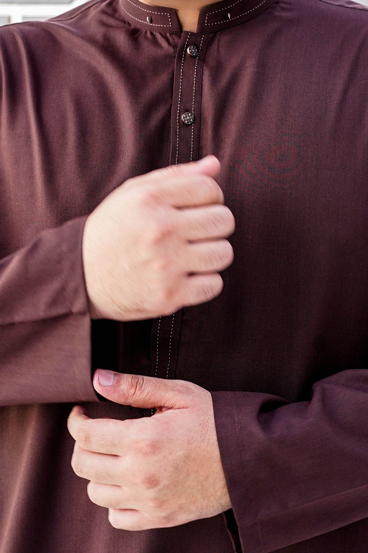 Brown Self Kurta Shalwar by Al Deebaj, photo 3