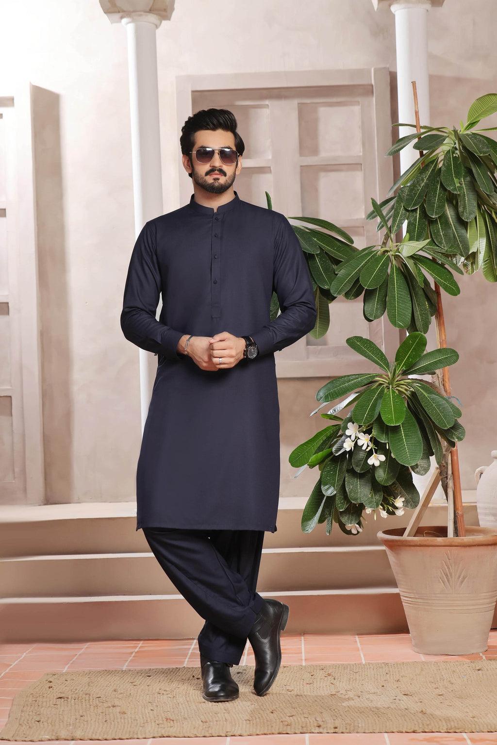Nayab Navy Blue Kurta Shalwar by Al Deebaj
