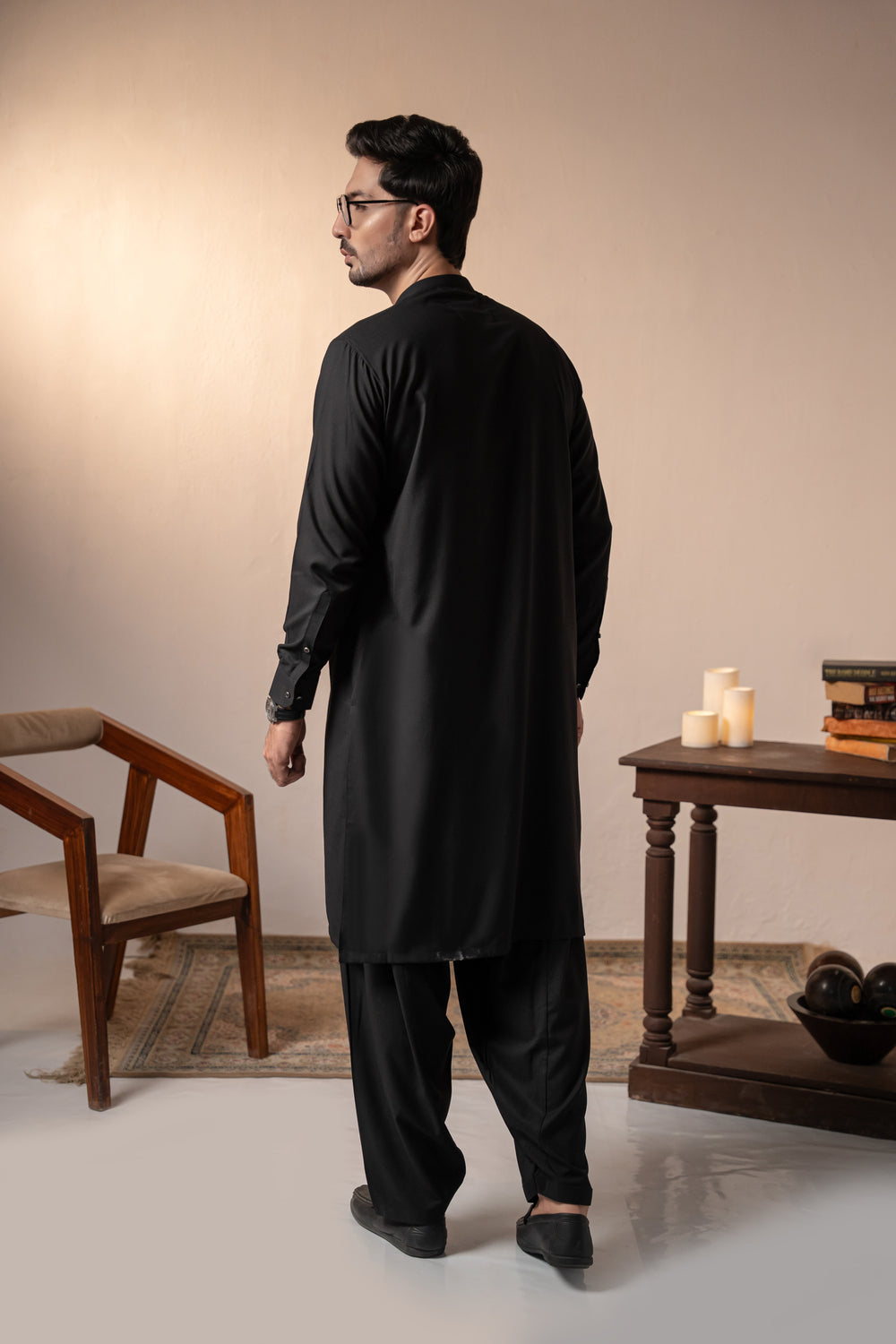Black Plain Kurta Shalwar by Al Deebaj, photo 5