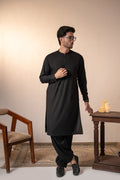 Black Plain Kurta Shalwar by Al Deebaj