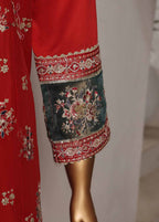 Embroidered Scarlet Red Lawn 3-Piece Stitched Suit by Bin Saeed, photo 2