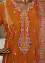Embroidered Honey Orange Lawn 3-Piece Stitched Suit by Bin Saeed, photo 6