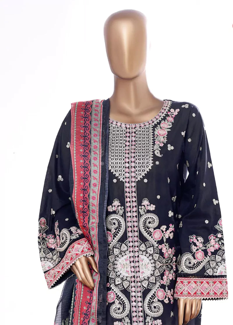 Embroidered Blue Lawn 3-Piece Stitched Suit by Bin Saeed