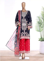 Embroidered Blue Lawn 3-Piece Stitched Suit by Bin Saeed, photo 3