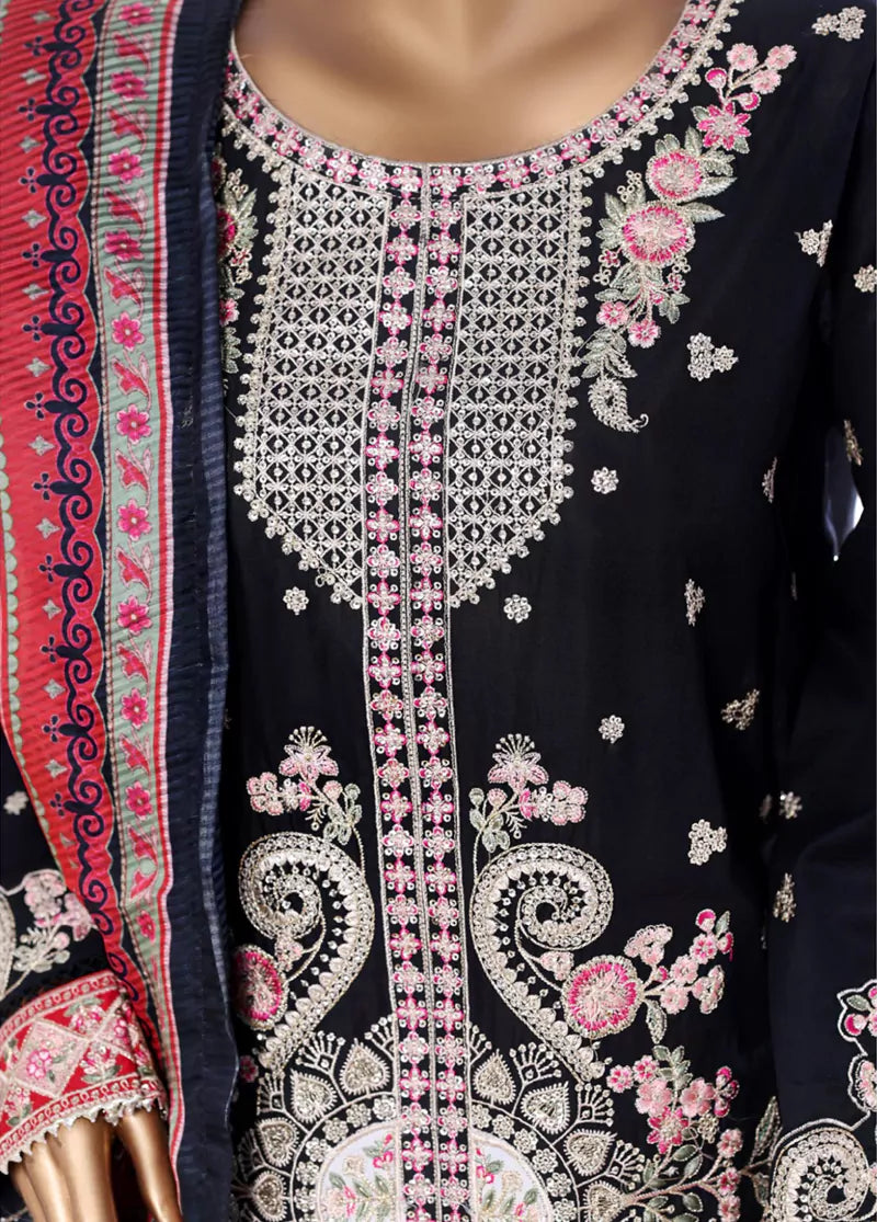 Embroidered Blue Lawn 3-Piece Stitched Suit by Bin Saeed, photo 4