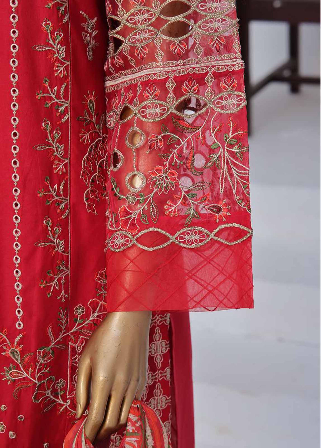 Embroidered Red Lawn 3-Piece Stitched Suit by Bin Saeed, photo 2