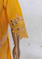 Embroidered Mustard Cotton 3-Piece Stitched Suit by Bin Saeed, photo 3