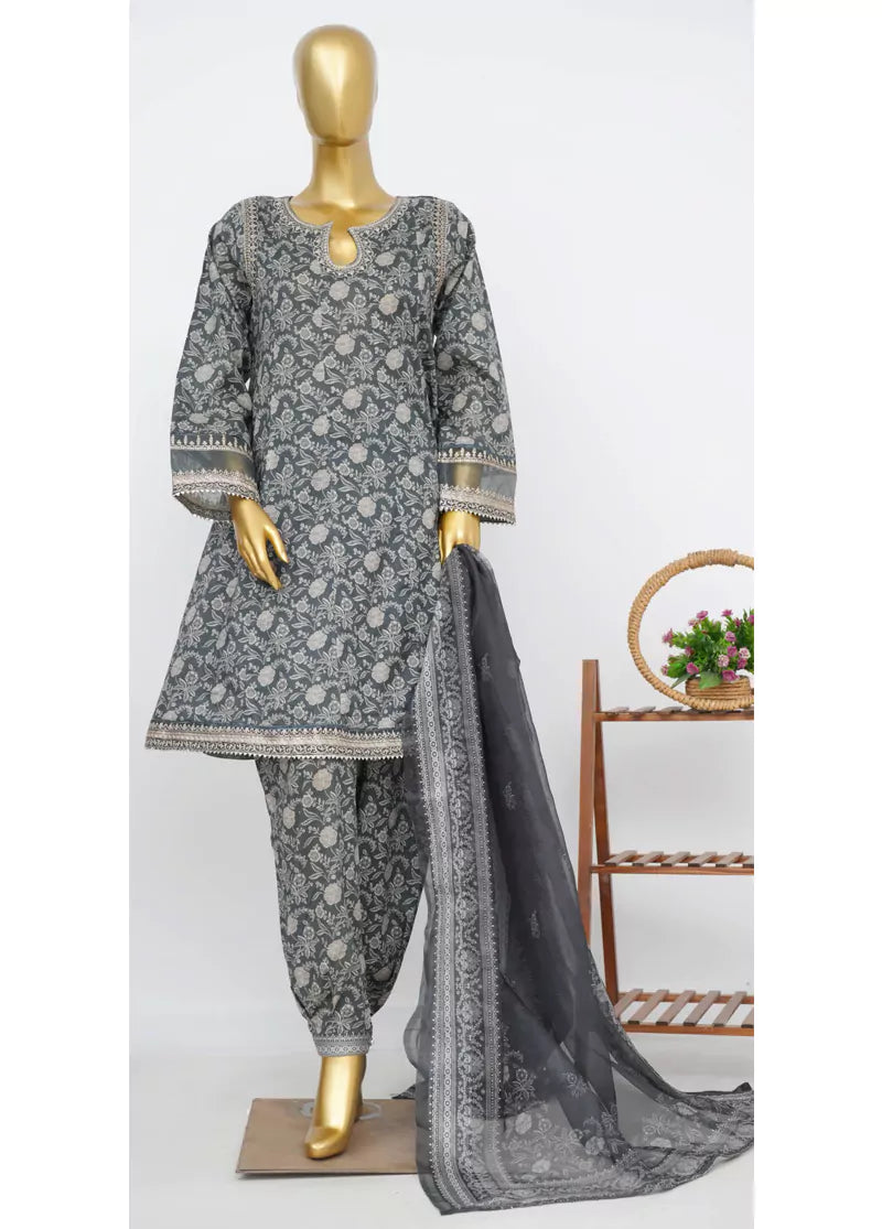 Grey Lawn 3-Piece Stitched Suit by Bin Saeed, photo 3