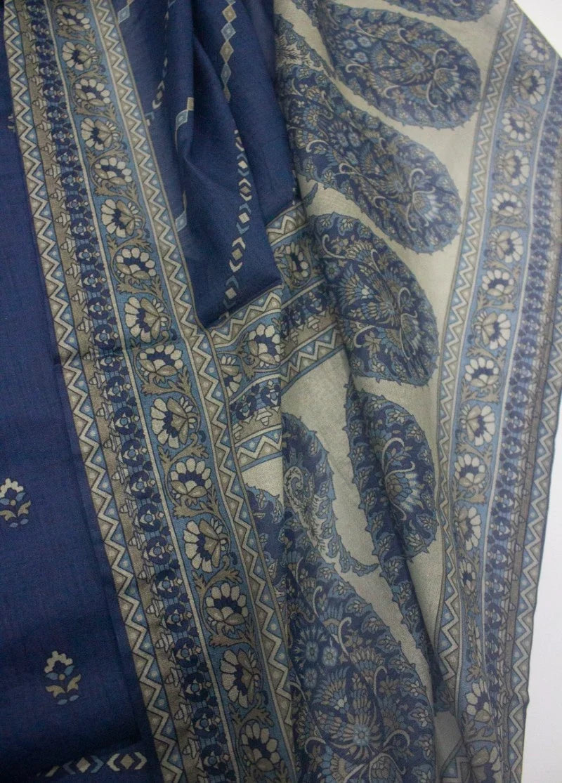 Printed Navy Blue Lawn 3-Piece Stitched Suit by Bin Saeed, photo 3