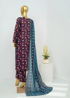 Printed Maroon Lawn 3-Piece Stitched Suit by Bin Saeed, photo 2