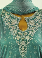 Jade Green Cotton 3-Piece Stitched Frock Suit by Bin Saeed, photo 4