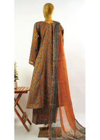 Honey Orange Cotton 3-Piece Stitched Frock Suit by Bin Saeed, photo 2