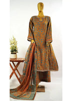 Honey Orange Cotton 3-Piece Stitched Frock Suit by Bin Saeed, photo 3