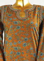 Honey Orange Cotton 3-Piece Stitched Frock Suit by Bin Saeed, photo 4