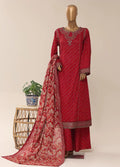 Red Cotton 3-Piece Stitched Frock Suit by Bin Saeed