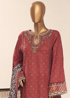 Rust Cotton 3-Piece Stitched Frock Suit by Bin Saeed