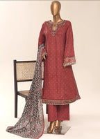 Rust Cotton 3-Piece Stitched Frock Suit by Bin Saeed, photo 3