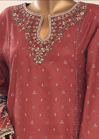 Rust Cotton 3-Piece Stitched Frock Suit by Bin Saeed, photo 4