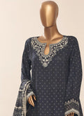 Charcoal Cotton 3-Piece Stitched Frock Suit by Bin Saeed