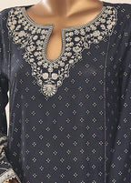 Charcoal Cotton 3-Piece Stitched Frock Suit by Bin Saeed, photo 4