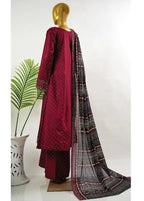 Maroon Cotton 3-Piece Stitched Frock Suit by Bin Saeed, photo 2