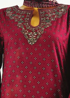 Maroon Cotton 3-Piece Stitched Frock Suit by Bin Saeed, photo 3
