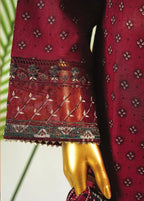 Maroon Cotton 3-Piece Stitched Frock Suit by Bin Saeed, photo 4