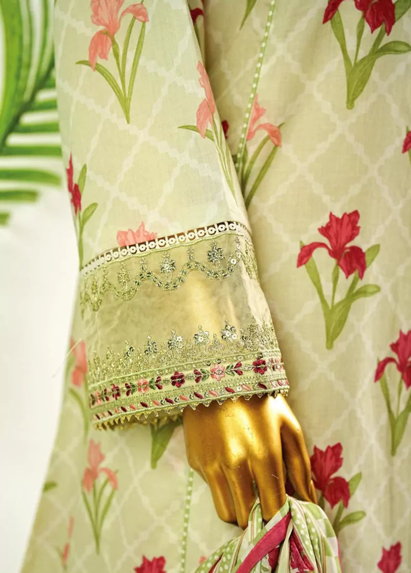 Pista Green Cotton 3-Piece Stitched Frock Suit by Bin Saeed, photo 4