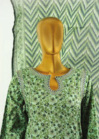 Green Cotton 3-Piece Stitched Frock Suit by Bin Saeed