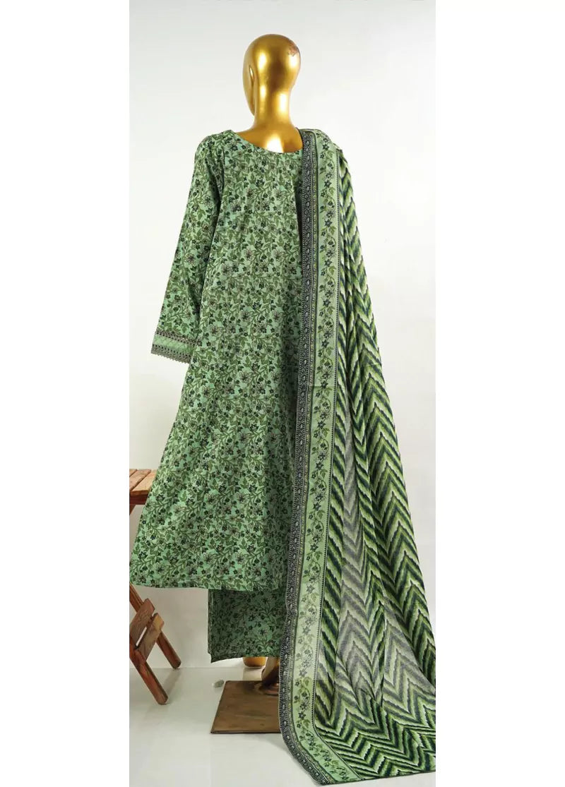 Green Cotton 3-Piece Stitched Frock Suit by Bin Saeed, photo 2
