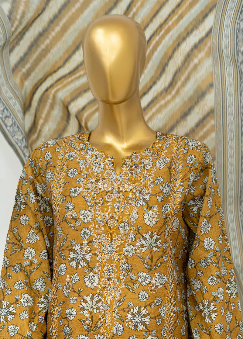 Mustard Lawn 3-Piece Stitched Suit by Bin Saeed