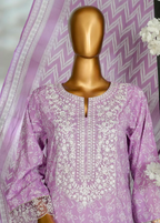 Lilac Cotton 3-Piece Stitched Suit by Bin Saeed