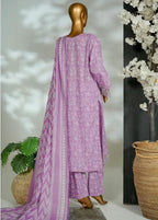 Lilac Cotton 3-Piece Stitched Suit by Bin Saeed, photo 2
