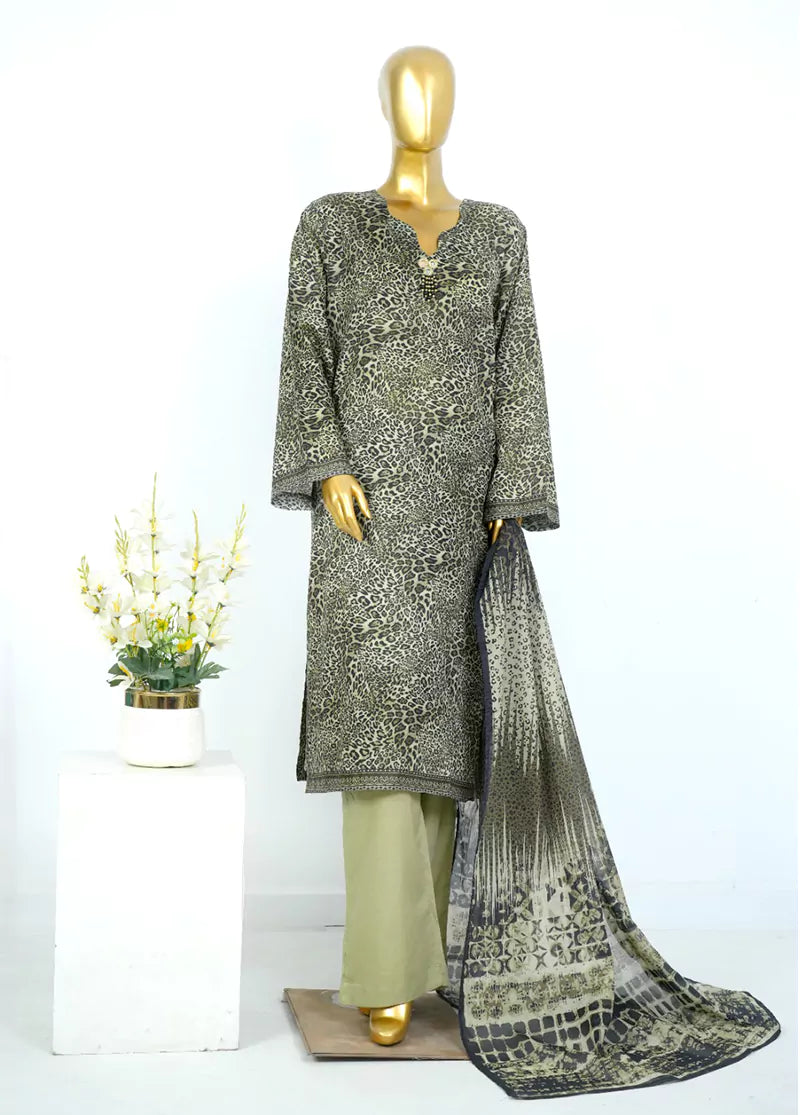 Printed Lawn 3-Piece Stitched Suit by Bin Saeed