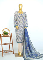 Printed Beige Lawn 3-Piece Stitched Suit by Bin Saeed