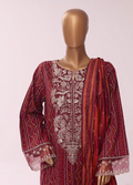 Red Cotton 3-Piece Stitched Suit by Bin Saeed