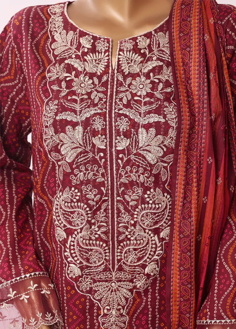 Red Cotton 3-Piece Stitched Suit by Bin Saeed, photo 4