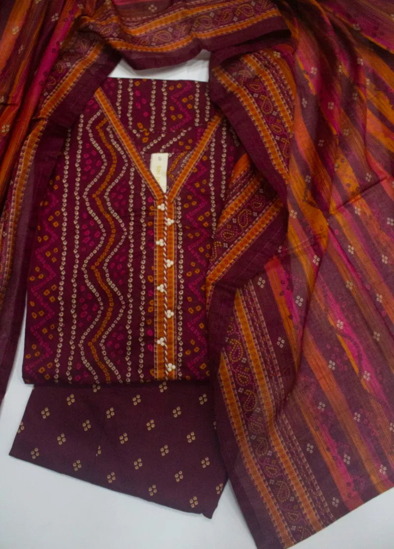 Printed Lawn 3-Piece Stitched Suit by Bin Saeed