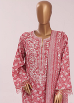 Coral Pink Cotton 3-Piece Stitched Suit by Bin Saeed