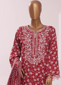 Red Cotton 3-Piece Stitched Suit by Bin Saeed