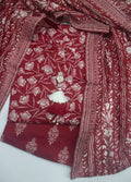 Printed Red Lawn 3-Piece Stitched Suit by Bin Saeed