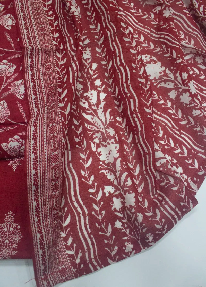 Printed Red Lawn 3-Piece Stitched Suit by Bin Saeed, photo 3