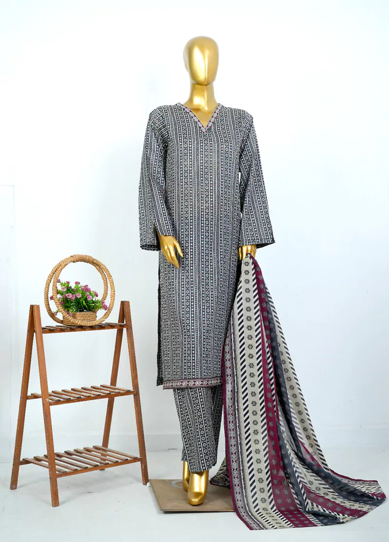 Printed Lawn 3-Piece Stitched Suit by Bin Saeed