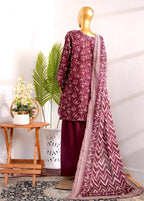 Printed Maroon Cotton 3-Piece Stitched Suit by Bin Saeed, photo 2