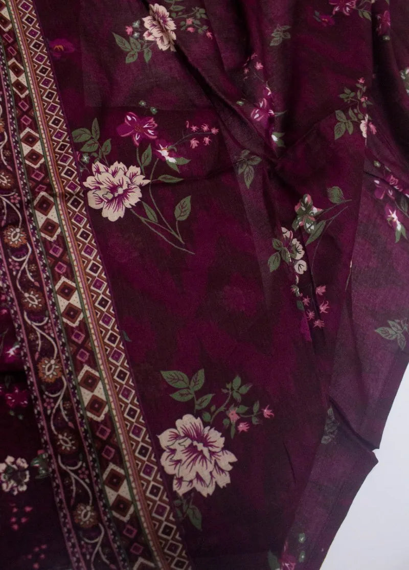 Printed Maroon Cotton 3-Piece Stitched Suit by Bin Saeed, photo 3
