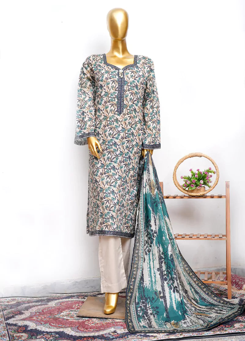 Printed Lawn 3-Piece Stitched Suit by Bin Saeed